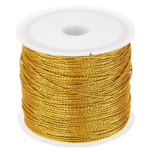 PATIKIL 35m/38yards Metallische Kordel 1 Rolle 0.6mm Durchm Tinsel Ornament Schnur Gewinde für Handwerk Sicken Schmuck Herstellung Geschenk Einpacken Dekoration Gold von PATIKIL