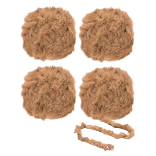 PATIKIL 35yds Kunstpelzgarn, 4 Knäuel Flauschgarn Häkelgarn Flauschiges Garn Weiches Chunky-Polyester-Plüschfell Wimpern für Häkeln Strickdecke Teppich Pullover, Bärenbraun von PATIKIL