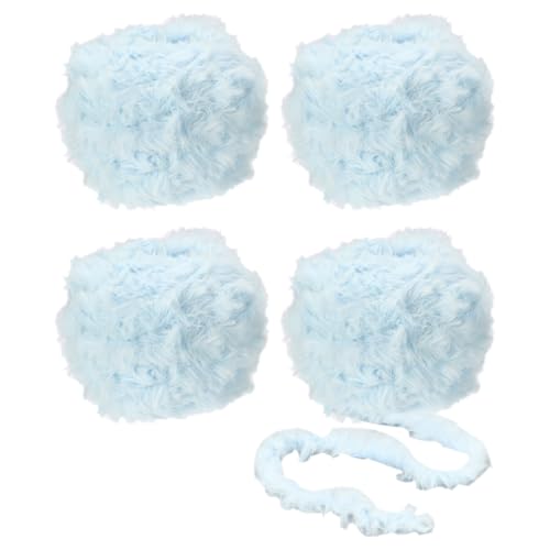 PATIKIL 35yds Kunstpelzgarn, 4 Knäuel Flauschgarn Häkelgarn Flauschiges Garn Weiches Chunky Polyester Plüschfell Wimpern für Häkeln Strickdecke Teppich Pullover Schal, Hellblau von PATIKIL