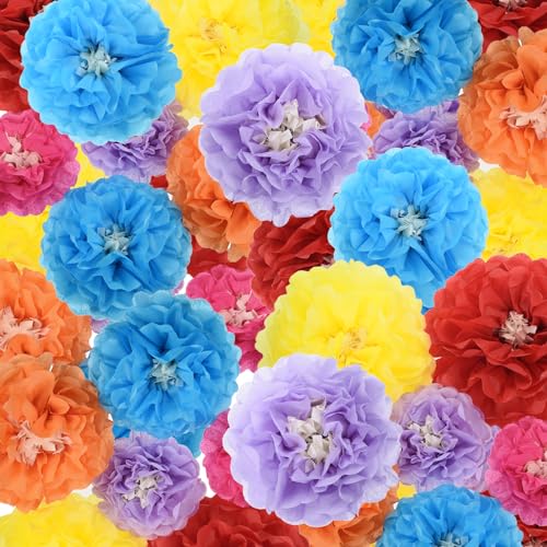 PATIKIL 36 Stück große bunte Papierblumen, handgefertigte Pompons aus Papier für mexikanische Partys, Hochzeiten, Geburtstage, Hintergrunddekorationen und Bastelarbeiten PATIKIL 36 Stück große bunte Papierblumen, handgefertigte Pompons aus Papier für mexikanische Partys, Hochzeiten, Geburtstage, Hintergrunddekorationen und Bastelarbeiten von PATIKIL