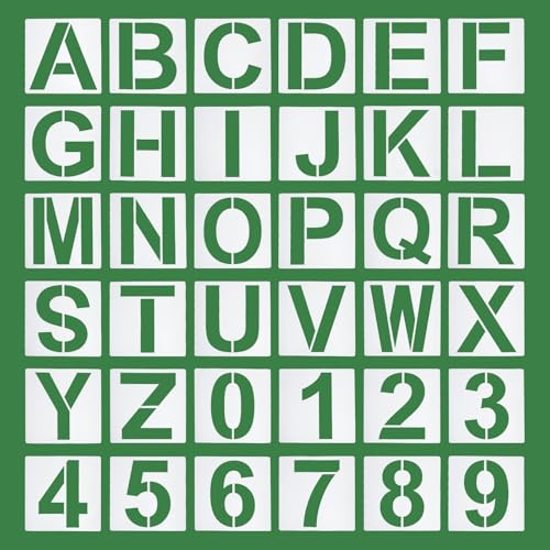 PATIKIL 36Pack 10" Buchstabe Schablonen Number Schablonen Wiederverwendbar Buchstabe Vorlagen Numbers Stencil Set für Malerei Holzwand Weiß von PATIKIL