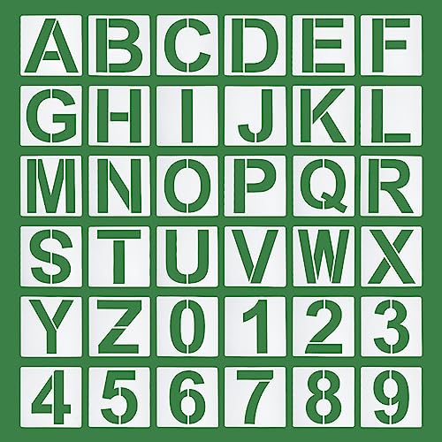 PATIKIL 36Pack 9" Buchstabe Schablonen Number Schablonen Wiederverwendbar Buchstabe Vorlagen Numbers Stencil Set für Malerei Holzwand Weiß von PATIKIL