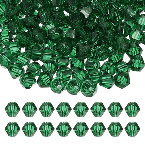 PATIKIL 3mm Bicone Kristallperlen, 600 Stück Glas facettierte Bicone Perlen lose Spacer Perle für Schmuckherstellung Armband Halskette Ohrringe, Dunkelgrün von PATIKIL