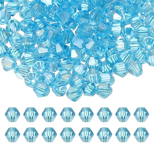 PATIKIL 3mm Bicone Kristallperlen, 600 Stück Glas facettierte Bicone Perlen lose Spacer Perle für Schmuckherstellung Armband Halskette Ohrringe, Dunkelhimmelblau von PATIKIL