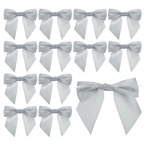 PATIKIL 4,5" Twist Tie Satin Bow, 36 Stück Große Twist Tie Vorgebundene Satinband Schleife Fertige Verpackungsschleife Dekoration für Treat Bag Craft DIY Hochzeit Weihnachten, Silberton PATIKIL 4,5" Twist Tie Satin Bow, 36 Stück Große Twist Tie Vorgebundene Satinband Schleife Fertige Verpackungsschleife Dekoration für Treat Bag Craft DIY Hochzeit Weihnachten, Silberton von PATIKIL