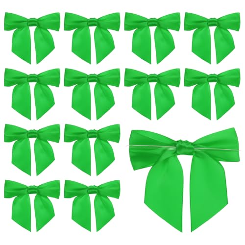 PATIKIL 4,5" Twist Tie Satin Bow, 36 Stück Große Twist Tie Vorgebundene Satinband Schleife Vorgefertigte Verpackungsschleife Dekoration für Treat Bag Craft DIY Hochzeit Weihnachten, Grün von PATIKIL