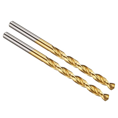 PATIKIL 4,9 mm Bohrer, M42 8% Hochgeschwindigkeitsstahl Jobber Gerader Schaft 135° Titan-Nitrid (TiN) beschichtet für Hartmetall-Edelstahl - 2er Pack von PATIKIL