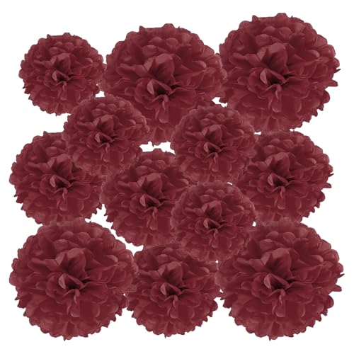 PATIKIL 4"/6"/8" Tissue Pom Poms Blumen, 12er Pack Papierblumenkugel für Hochzeit Brautdusche Geburtstagsparty Junggesellinnenabschied Hintergrunddekoration, Dunkelrot PATIKIL 4"/6"/8" Tissue Pom Poms Blumen, 12er Pack Papierblumenkugel für Hochzeit Brautdusche Geburtstagsparty Junggesellinnenabschied Hintergrunddekoration, Dunkelrot von PATIKIL