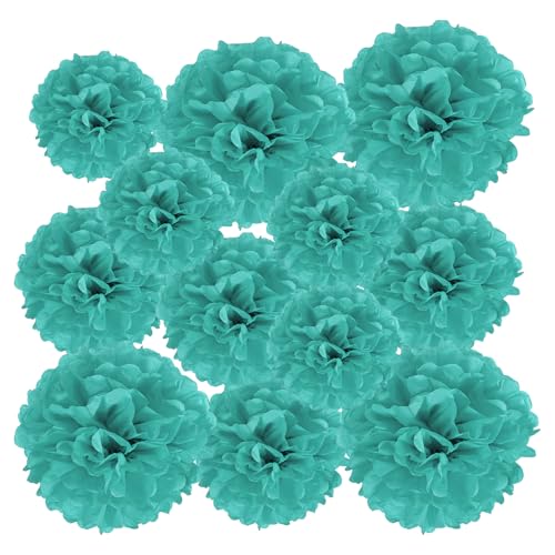 PATIKIL 4"/6"/8" Tissue Pom Poms Blumen, Papierblumenbälle für Hochzeiten, Brautpartys, Geburtstage, Junggesellinnenabschiede, Party-Hintergrunddekoration, türkis, 12 Stück PATIKIL 4"/6"/8" Tissue Pom Poms Blumen, Papierblumenbälle für Hochzeiten, Brautpartys, Geburtstage, Junggesellinnenabschiede, Party-Hintergrunddekoration, türkis, 12 Stück von PATIKIL