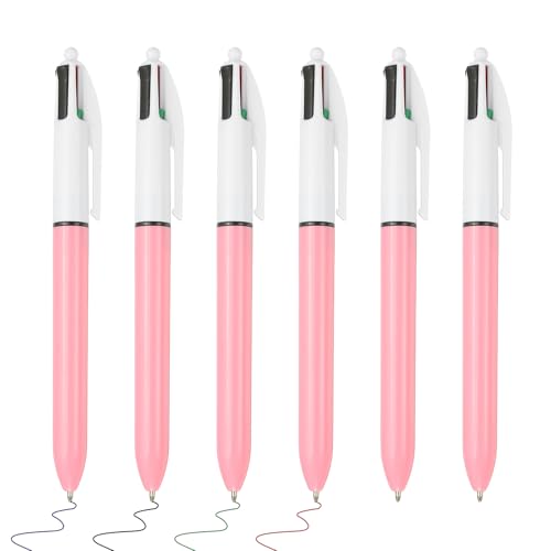 PATIKIL 4 Farben Einziehbarer Kugelschreiber, 6 Stücke Kunststoffstifte 1,0 mm Spitze Fass Schreibstifte für Büro Frauen Geschenk Notizen Journaling, Pink von PATIKIL