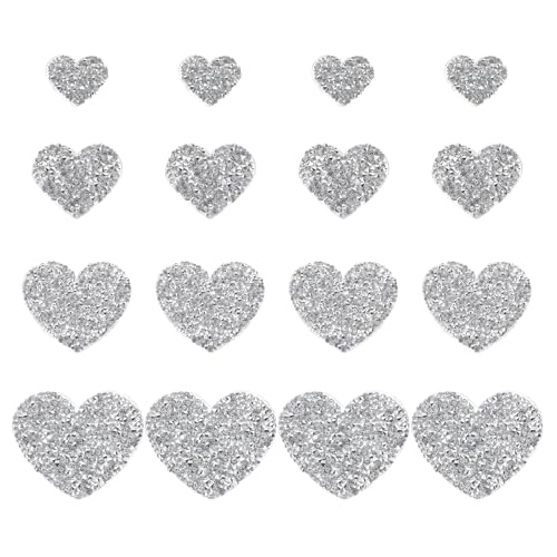 PATIKIL 4 Größen Herz Strass Patches, 16 Stück Herzform Bügelaufnäher Strass Applikation Glitzer Kristall Patches Nähen für Schuhe Kleidung Hosen Taschen, Silber Weiß PATIKIL 4 Größen Herz Strass Patches, 16 Stück Herzform Bügelaufnäher Strass Applikation Glitzer Kristall Patches Nähen für Schuhe Kleidung Hosen Taschen, Silber Weiß von PATIKIL