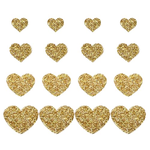 PATIKIL 4 Größen Herz Strass Patches, 16 Stück Herzform Bügelaufnäher Strass Applikation Glitzer Kristall Patches Nähen für Schuhe Kleidung Hosen Taschen, Goldton PATIKIL 4 Größen Herz Strass Patches, 16 Stück Herzform Bügelaufnäher Strass Applikation Glitzer Kristall Patches Nähen für Schuhe Kleidung Hosen Taschen, Goldton von PATIKIL