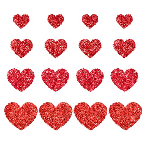 PATIKIL 4 Größen Herz Strass Patches, 16 Stück Herzform Bügelaufnäher Strass Applikation Glitzer Kristall Patches Nähen für Schuhe Kleidung Hosen Taschen, Rot PATIKIL 4 Größen Herz Strass Patches, 16 Stück Herzform Bügelaufnäher Strass Applikation Glitzer Kristall Patches Nähen für Schuhe Kleidung Hosen Taschen, Rot von PATIKIL
