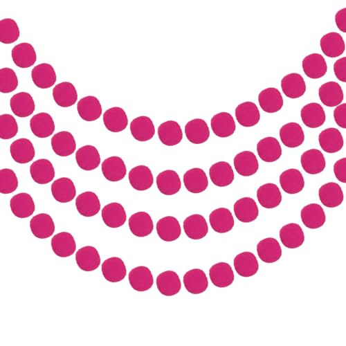 PATIKIL 4 STK. Pom Pom Girlande, 6,5 Fuß Dekorative Hängende Girlande Ball Banner mit 20 STK. Filzbällen für Halloween Thanksgiving Weihnachten Hochzeit, Rosarot von PATIKIL