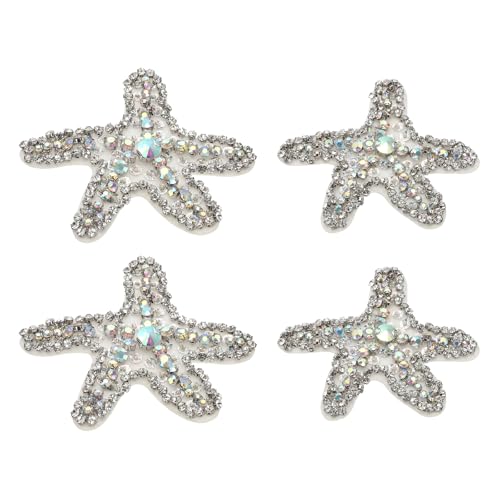 PATIKIL 4 Stk. Seestern Strass Perlen Aufnäher, Seestern Pailletten Applikation Aufnäher zum Aufnähen auf Stoff Pailletten Patch für Kleidung Tasche Jeans Schuhe Hüte Jacke DIY von PATIKIL