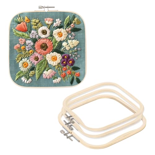 PATIKIL 4 Stück 2 Größen Bambus Stickrahmen Eckig Verstellbare Kreuzstich Stickrahmen Ring Stick Punch Needle Rahmen Stickständer für Embroidery Kreuzstich DIY Nähen Dekoration PATIKIL 4 Stück 2 Größen Bambus Stickrahmen Eckig Verstellbare Kreuzstich Stickrahmen Ring Stick Punch Needle Rahmen Stickständer für Embroidery Kreuzstich DIY Nähen Dekoration von PATIKIL
