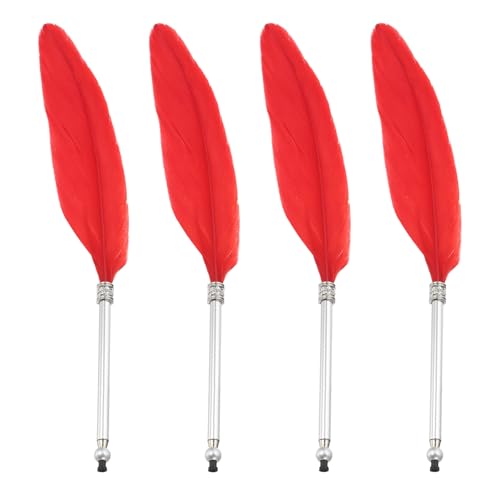 PATIKIL 4 Stück Feder Kugelschreiber, Flauschiger Vintage Tintenfeder Quill Stift Veredelter Vergoldeter Stab Quill Stift für Kalligrafie Schreiben Unterschrift Gast Hochzeit Geschenk, Rot PATIKIL 4 Stück Feder Kugelschreiber, Flauschiger Vintage Tintenfeder Quill Stift Veredelter Vergoldeter Stab Quill Stift für Kalligrafie Schreiben Unterschrift Gast Hochzeit Geschenk, Rot von PATIKIL