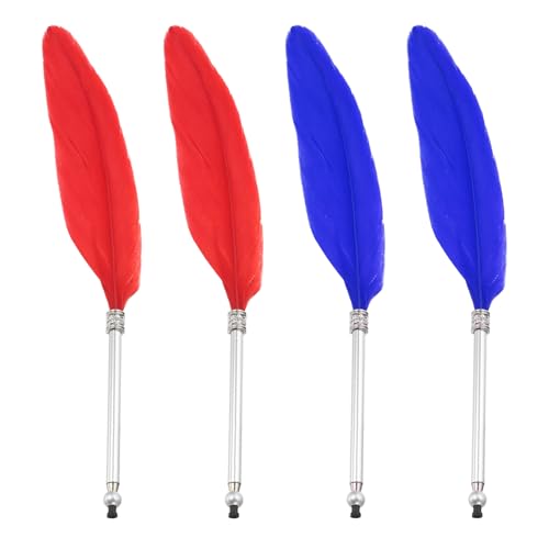 PATIKIL 4 Stück Feder Kugelschreiber, Flauschiger Vintage Tintenfeder Quill Stift Vergoldeter Stab Quill Stift für Kalligrafie Schreiben Unterschrift Hochzeit Geschenk, Blau Rot PATIKIL 4 Stück Feder Kugelschreiber, Flauschiger Vintage Tintenfeder Quill Stift Vergoldeter Stab Quill Stift für Kalligrafie Schreiben Unterschrift Hochzeit Geschenk, Blau Rot von PATIKIL