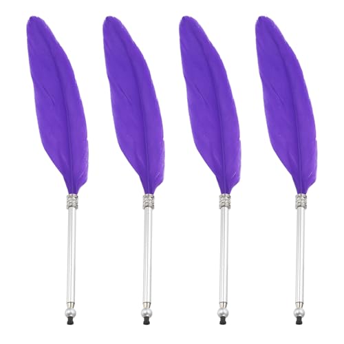 PATIKIL 4 Stück Feder Kugelschreiber, Flauschiger Vintage Tintenfeder Schreibfeder Veredelter Stab Schreibfeder für Kalligrafie Unterschrift Gast Hochzeitsgeschenk, Lila PATIKIL 4 Stück Feder Kugelschreiber, Flauschiger Vintage Tintenfeder Schreibfeder Veredelter Stab Schreibfeder für Kalligrafie Unterschrift Gast Hochzeitsgeschenk, Lila von PATIKIL