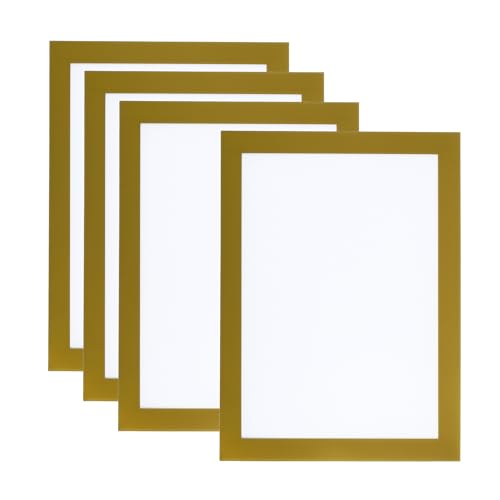 PATIKIL 4 Stück Magnetrahmen, A5 Info-Rahmen selbstklebend Aufklappbarer mit Magnetverschluss bilderrahmen für Postkarte Hinweis Zeichnung, Transparente Oberfläche, Gold von PATIKIL