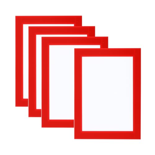 PATIKIL 4 Stück Magnetrahmen, A6 Info-Rahmen selbstklebend Aufklappbarer mit Magnetverschluss bilderrahmen für Postkarte Hinweis Zeichnung, Transparente Oberfläche, Rot von PATIKIL