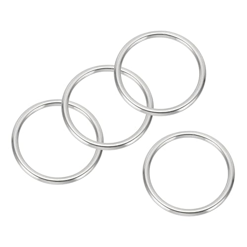 PATIKIL 4 Stück Metallringe 2 Zoll 316 Edelstahl Marine Grade Ring Geschweißte Runde Mehrzweck-O-Ringe für Makramee, DIY Handwerk, Hardware, Gürtel, Hundeleine, 5x50mm von PATIKIL