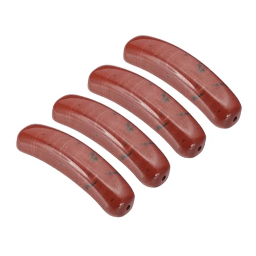 PATIKIL 4 Stück Naturstein, 36 x 10 mm Natürlicher gebogener klarer Quarzstein Kristall handgefertigte Jade Flachperlen für DIY-Basteln, roter Gestein von PATIKIL