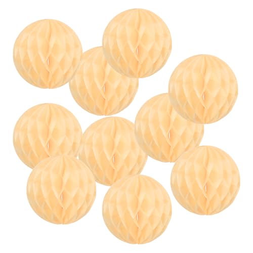 PATIKIL 4" Tissue Paper Pom Poms Blumenbälle, 10er Pack Party Hängende Papierblumenbälle Dekoration für Geburtstag Hochzeit Zuhause Hintergrund Dekor, Beige Gelb von PATIKIL