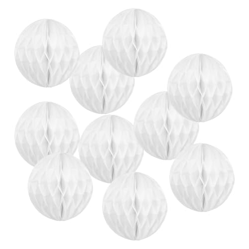 PATIKIL 10 Stück 10 cm Pompons Deko, Tissue Paper, Pom Poms Blumenbälle, Papierblumen, Hängende Papierblumenbälle, Dekoration für Party Hochzeit Zuhause Hintergrund Deko Geburtstag, Weiß von PATIKIL