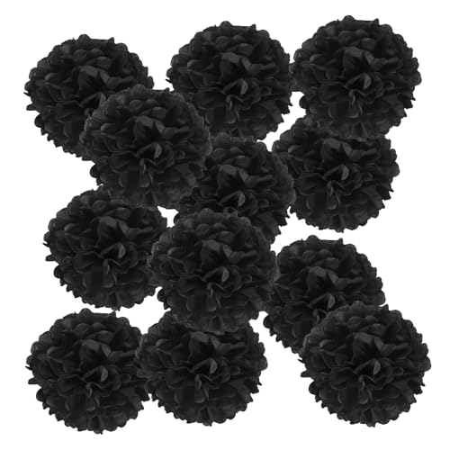 PATIKIL 4-Zoll-Papier-Pompons, 12 Stück Pompons Papierblumen Ball Tissue Paper Flowers für Hochzeit Brautdusche Geburtstag Junggesellinnenabschied Party Hintergrunddekoration, Schwarz PATIKIL 4-Zoll-Papier-Pompons, 12 Stück Pompons Papierblumen Ball Tissue Paper Flowers für Hochzeit Brautdusche Geburtstag Junggesellinnenabschied Party Hintergrunddekoration, Schwarz von PATIKIL