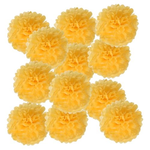 PATIKIL 4-Zoll-Papier-Pompons, 12 Stück Pompons Papierblumen Ball Tissue-Papierblumen für Hochzeit Brautdusche Geburtstag Junggesellinnenabschied Party Hintergrunddekoration, Gelb von PATIKIL