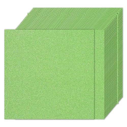 PATIKIL 40 Blatt Kartonpapier Quadratisch 250g - 30,5 x 30,5 cm - Dickes Bastelkarton zum Basteln Hochzeit Karton Glitzer Papier Stanzen DIY Deko Bastelpapier Bedruckbar, Hellgrün von PATIKIL