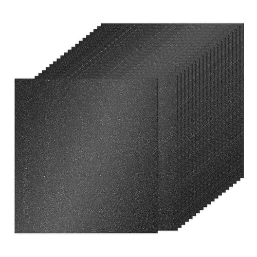 PATIKIL 40 Blatt Kartonpapier Quadratisch 250g - 30,5 x 30,5 cm - Dickes Bastelkarton zum Basteln Hochzeit Karton Glitzer Papier Stanzen DIY Deko Bastelpapier Bedruckbar, Schwarz von PATIKIL