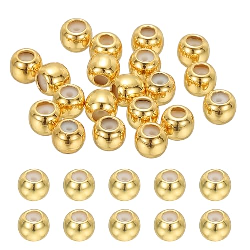PATIKIL 40 Stück Positionierungsperlen, 4mm Silikon Rondelle Einlage Messing Stopper Perlen Für Armbänder Schmuck Halskettenherstellung, 18K Gold von PATIKIL