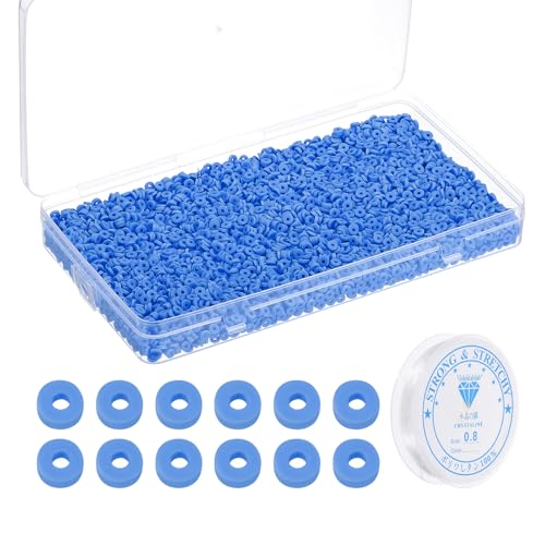 PATIKIL 4000 Stück Tonperlen Armband Bastelset, 4mm Flache Runde Polymer Clay Spacer Perlen Preppy Heishi Perlen Scheibe Freundschaftsschmuckherstellung, Marineblau PATIKIL 4000 Stück Tonperlen Armband Bastelset, 4mm Flache Runde Polymer Clay Spacer Perlen Preppy Heishi Perlen Scheibe Freundschaftsschmuckherstellung, Marineblau von PATIKIL