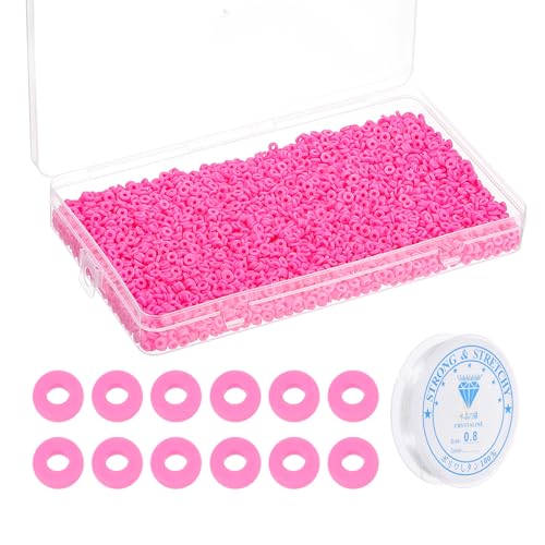 PATIKIL 4000 Stück Tonperlen Armband Bastelset, 4mm Flache Runde Polymer Clay Spacer Perlen Preppy Heishi Perlen Scheibe Freundschaftsschmuckherstellung, Rot PATIKIL 4000 Stück Tonperlen Armband Bastelset, 4mm Flache Runde Polymer Clay Spacer Perlen Preppy Heishi Perlen Scheibe Freundschaftsschmuckherstellung, Rot von PATIKIL
