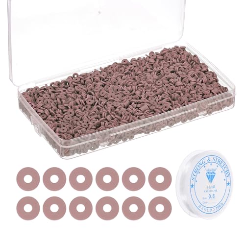 PATIKIL 4000 Stück Tonperlen Armband Bastelset, 6mm Flache Runde Polymer Clay Spacer Perlen Preppy Heishi Perlen Scheibe Freundschaftsschmuckherstellung, Braun PATIKIL 4000 Stück Tonperlen Armband Bastelset, 6mm Flache Runde Polymer Clay Spacer Perlen Preppy Heishi Perlen Scheibe Freundschaftsschmuckherstellung, Braun von PATIKIL