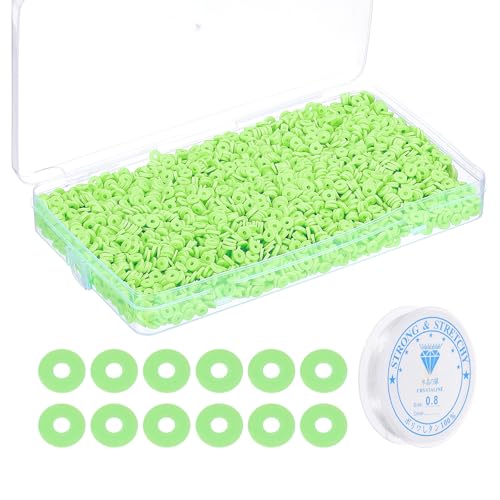 PATIKIL 4000 Stück Tonperlen Armband Bastelset, 6mm Flache Runde Polymer Clay Spacer Perlen Preppy Heishi Perlen Scheibe Freundschaftsschmuckherstellung, Fluoreszierendes Grün PATIKIL 4000 Stück Tonperlen Armband Bastelset, 6mm Flache Runde Polymer Clay Spacer Perlen Preppy Heishi Perlen Scheibe Freundschaftsschmuckherstellung, Fluoreszierendes Grün von PATIKIL