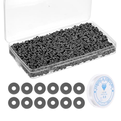 PATIKIL 4000 Stück Tonperlen Armband Bastelset, 6mm Flache Runde Polymer Clay Spacer Perlen Preppy Heishi Perlen Scheibe Freundschaftsschmuckherstellung, Schwarz PATIKIL 4000 Stück Tonperlen Armband Bastelset, 6mm Flache Runde Polymer Clay Spacer Perlen Preppy Heishi Perlen Scheibe Freundschaftsschmuckherstellung, Schwarz von PATIKIL