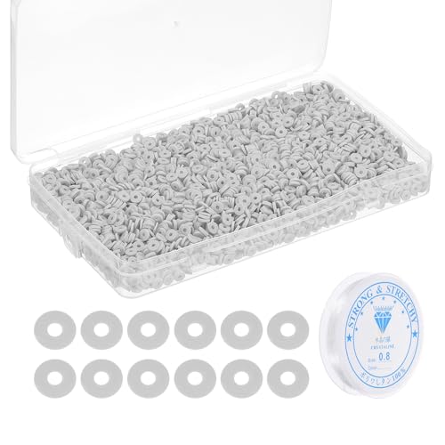 PATIKIL 4000 Stück Tonperlen Armband Herstellungsset, 6mm Flache Runde Polymer Ton Abstandperlen Preppy Perlen Scheibe Freundschaftsschmuck Herstellung, Grau PATIKIL 4000 Stück Tonperlen Armband Herstellungsset, 6mm Flache Runde Polymer Ton Abstandperlen Preppy Perlen Scheibe Freundschaftsschmuck Herstellung, Grau von PATIKIL