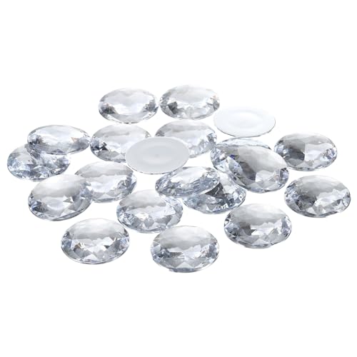 PATIKIL 40mm Flache Rückseite Runde Acryl Strasssteine, 50er Packung Kunststoff-Kreis-Edelsteine für Schmuckherstellung, Kostümverzierungen, Basteln, Weiß von PATIKIL