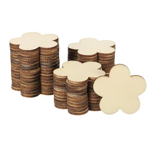 PATIKIL 40mm Holzblumen, 50er Packung Unvollendete Holzblumen Leer Holzausschnitte Ornamente Natürliche Holzstücke für Weihnachtsbastelprojekte von PATIKIL