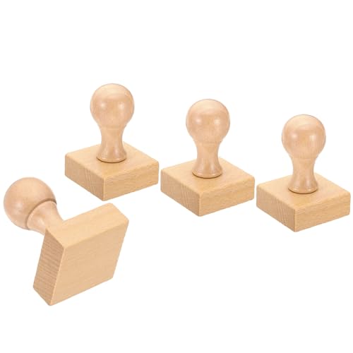 PATIKIL 40mm Stempelholzquadratgriff, 4er-Pack Holzknöpfe Stempelhalter für Stempelherstellung DIY-Basteln Scrapbooking, Braun von PATIKIL