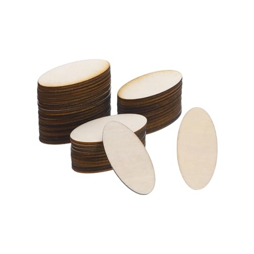 PATIKIL 40x20mm Holzstücke, 60er Packung Unvollendete ovale Holzformen, leere Holzausschnitte, natürliche Verzierungen für Weihnachtsbastelprojekte von PATIKIL