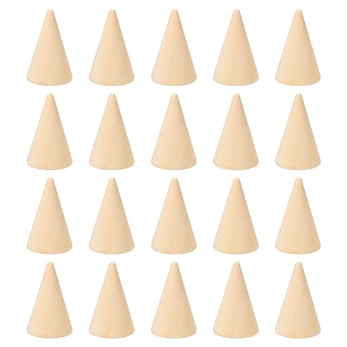 PATIKIL 40x25mm Natural Holz Kegel Ring Halter 20 Packung Finger Schmuck Anzeige Ständer Organizer Unbemalte Holzkegel für Heimwerker Handwerk Braun PATIKIL 40x25mm Natural Holz Kegel Ring Halter 20 Packung Finger Schmuck Anzeige Ständer Organizer Unbemalte Holzkegel für Heimwerker Handwerk Braun von PATIKIL