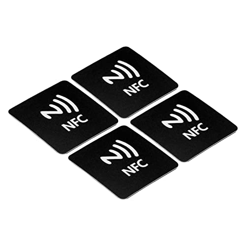 PATIKIL 4Pack NFC Aufkleber NFC215 Etikett Aufkleber 504 Bytes Speicher Vollständig Programmierbare Quadratische NFC Etiketten für Telefon NFC-fähige Geräte Schwarz von PATIKIL