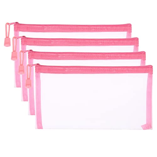 PATIKIL 4Pack Netz Kosmetiktaschen B6 Größe Bleistift Reisekoffer Nylon Kosmetik Beutel Reißverschluss Akten Geldbörse Tasche für Büro Rosa PATIKIL 4Pack Netz Kosmetiktaschen B6 Größe Bleistift Reisekoffer Nylon Kosmetik Beutel Reißverschluss Akten Geldbörse Tasche für Büro Rosa von PATIKIL