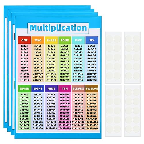 PATIKIL 4Stk Multiplikation Tabelle 11x17 Multiplikationstabellen Poster Multiplikationstabellen Poster Laminiert Große Pädagogische Mathe Poster Bunt Klar von PATIKIL