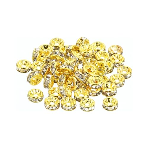 PATIKIL 4mm Abstandshalterperlen, 100 Stück Perlenabstandshalter Rondelle Abstandshalterperlen Strass Kleine runde Glasperlen Kristall für Schmuckherstellung Armbänder Halsketten DIY, Gold PATIKIL 4mm Abstandshalterperlen, 100 Stück Perlenabstandshalter Rondelle Abstandshalterperlen Strass Kleine runde Glasperlen Kristall für Schmuckherstellung Armbänder Halsketten DIY, Gold von PATIKIL