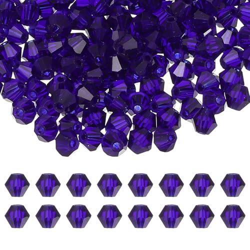 PATIKIL 4mm Bicone Crystal Beads, 400 Stk. Glas Facettierte Bicone Perlen Lose Spacer Perle für Schmuckherstellung Armband Halskette Ohrringe, Blau von PATIKIL